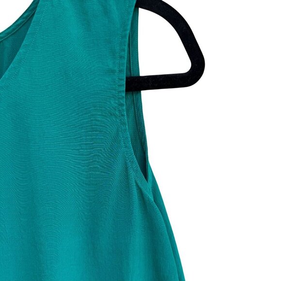 Angela Tong Womens Silk Sleeveless Lightweight Minimalist Green Blouse Top 6 - Picture 4 of 8